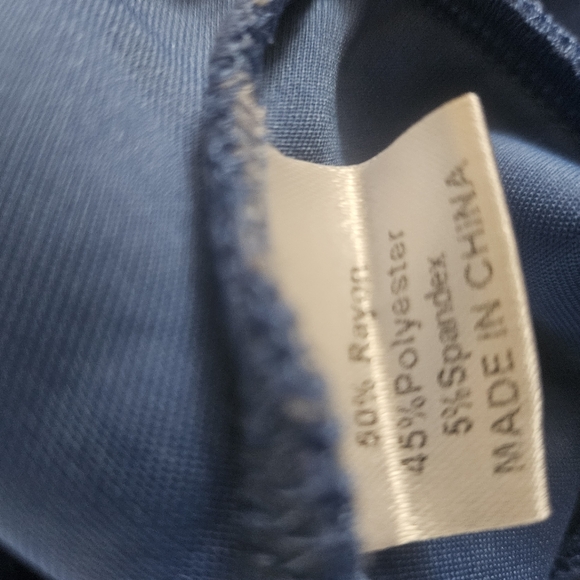 Large, 2 PC athletic set, blue, wide zip collared shirt, wide leg matching pants - Picture 7 of 11